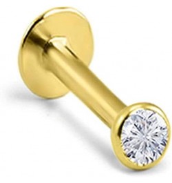 14k Solid Yellow Gold Threadless Push Pin Nose Ring Stud 1.5mm, 2mm, 2.5mm or 3mm Bezel CZ 18G, 16G 2mm CZ-16G-3/8" Post $22....