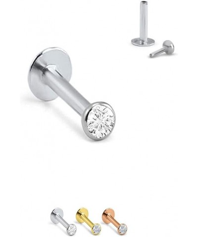 14k Solid Yellow Gold Threadless Push Pin Nose Ring Stud 1.5mm, 2mm, 2.5mm or 3mm Bezel CZ 18G, 16G 2mm CZ-16G-3/8" Post $22....