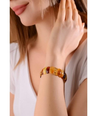 Amber Stretch Bracelet for Women – 7" - Unique Stone Cut Bracelet Amber Stone Jewelry for Adults Multi $23.28 Bracelets