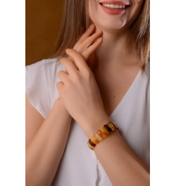 Amber Stretch Bracelet for Women – 7" - Unique Stone Cut Bracelet Amber Stone Jewelry for Adults Multi $23.28 Bracelets