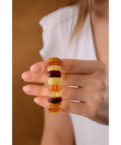 Amber Stretch Bracelet for Women – 7" - Unique Stone Cut Bracelet Amber Stone Jewelry for Adults Multi $23.28 Bracelets