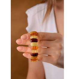 Amber Stretch Bracelet for Women – 7" - Unique Stone Cut Bracelet Amber Stone Jewelry for Adults Multi $23.28 Bracelets