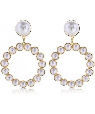 Pearl Hoop Earrings for Women Black White Pearl Earring Big Circle Loop Earrings Fashion Jewelry H1:style04 $8.79 Earrings