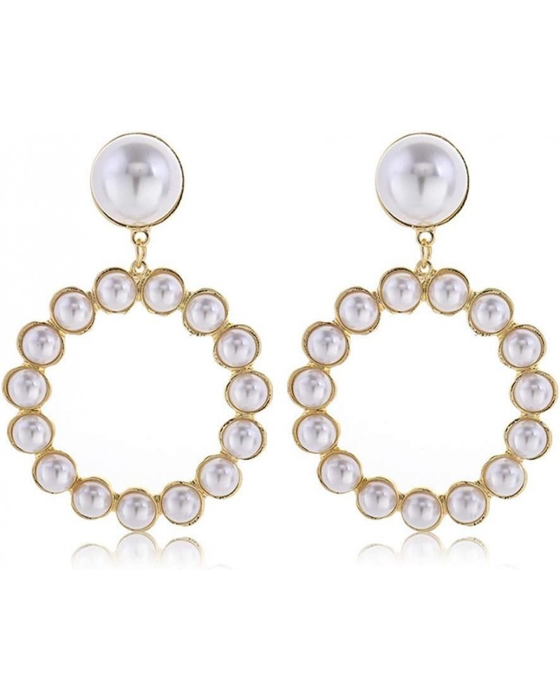 Pearl Hoop Earrings for Women Black White Pearl Earring Big Circle Loop Earrings Fashion Jewelry H1:style04 $8.79 Earrings