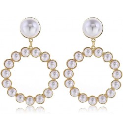 Pearl Hoop Earrings for Women Black White Pearl Earring Big Circle Loop Earrings Fashion Jewelry H1:style04 $8.79 Earrings