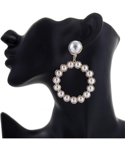 Pearl Hoop Earrings for Women Black White Pearl Earring Big Circle Loop Earrings Fashion Jewelry H1:style04 $8.79 Earrings