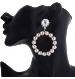 Pearl Hoop Earrings for Women Black White Pearl Earring Big Circle Loop Earrings Fashion Jewelry H1:style04 $8.79 Earrings