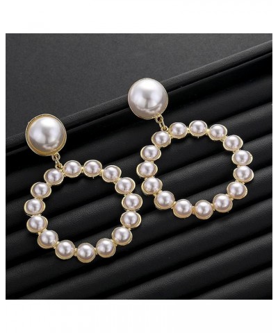 Pearl Hoop Earrings for Women Black White Pearl Earring Big Circle Loop Earrings Fashion Jewelry H1:style04 $8.79 Earrings