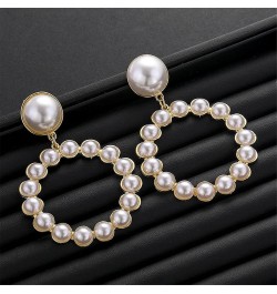 Pearl Hoop Earrings for Women Black White Pearl Earring Big Circle Loop Earrings Fashion Jewelry H1:style04 $8.79 Earrings