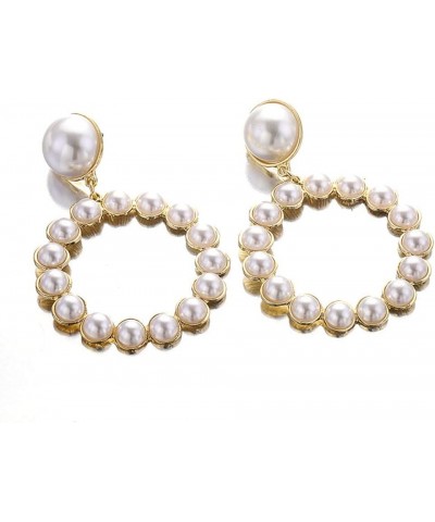 Pearl Hoop Earrings for Women Black White Pearl Earring Big Circle Loop Earrings Fashion Jewelry H1:style04 $8.79 Earrings