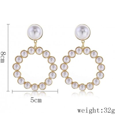 Pearl Hoop Earrings for Women Black White Pearl Earring Big Circle Loop Earrings Fashion Jewelry H1:style04 $8.79 Earrings