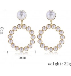 Pearl Hoop Earrings for Women Black White Pearl Earring Big Circle Loop Earrings Fashion Jewelry H1:style04 $8.79 Earrings