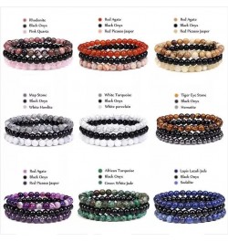 3Pcs 8mm Natural Semi-Precious Gemstones Beaded Bracelets for Women Men Healing Energy Crystal Reiki Stone Bracelet Stretch R...