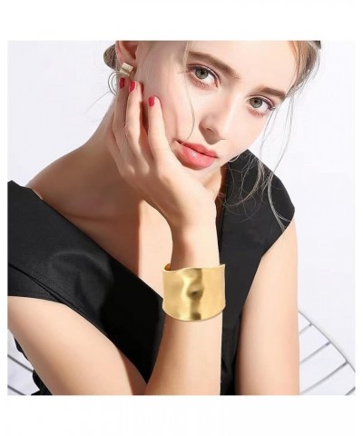 1-3Pcs Gold Plated Bangle Bracelets for Women Open Hinged Bangle Bracelets Chunky Polished-Finish Wrist Cuff Wrap Bracelets M...