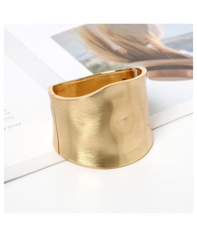 1-3Pcs Gold Plated Bangle Bracelets for Women Open Hinged Bangle Bracelets Chunky Polished-Finish Wrist Cuff Wrap Bracelets M...