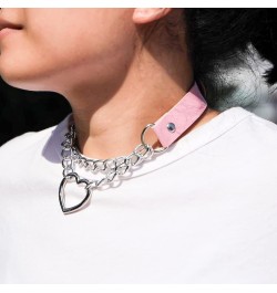 PU Leather Choker Punk Emo Heart Pendant Chain Choker Collar Necklace for Women Adjustable A3 $8.54 Necklaces