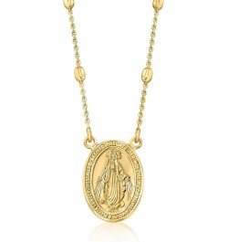 Italian 18kt Gold Over Sterling Miraculous Medal Bead Station Necklace 20.0 Inches $32.24 Necklaces