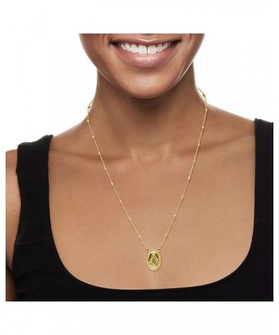 Italian 18kt Gold Over Sterling Miraculous Medal Bead Station Necklace 20.0 Inches $32.24 Necklaces