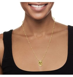 Italian 18kt Gold Over Sterling Miraculous Medal Bead Station Necklace 20.0 Inches $32.24 Necklaces