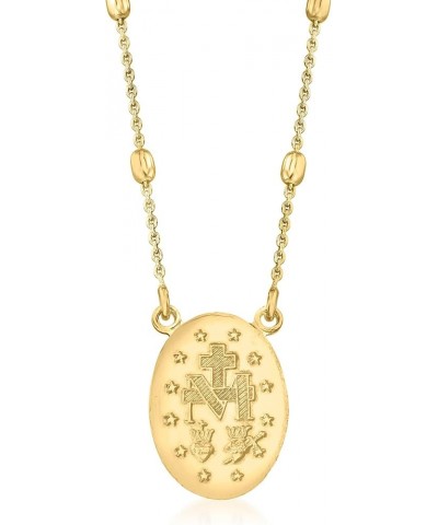 Italian 18kt Gold Over Sterling Miraculous Medal Bead Station Necklace 20.0 Inches $32.24 Necklaces