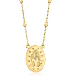 Italian 18kt Gold Over Sterling Miraculous Medal Bead Station Necklace 20.0 Inches $32.24 Necklaces