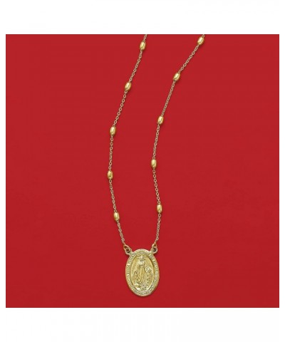 Italian 18kt Gold Over Sterling Miraculous Medal Bead Station Necklace 20.0 Inches $32.24 Necklaces