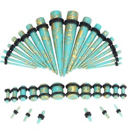 Ear Stretching Kit 18 Pieces/ 27 Pieces 14g-00g Earrings Acrylic Taper Plugs Spiral with Gold Line Piercing Kit 18pcs, turquo...