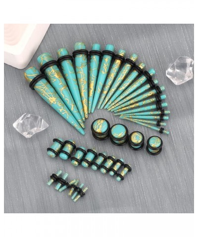 Ear Stretching Kit 18 Pieces/ 27 Pieces 14g-00g Earrings Acrylic Taper Plugs Spiral with Gold Line Piercing Kit 18pcs, turquo...