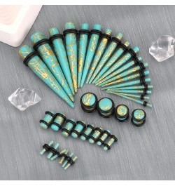 Ear Stretching Kit 18 Pieces/ 27 Pieces 14g-00g Earrings Acrylic Taper Plugs Spiral with Gold Line Piercing Kit 18pcs, turquo...