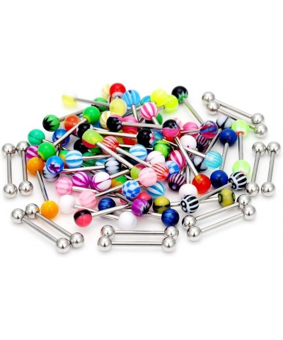 Tongue Rings 14G Assorted Colors Mixed Nipple Barbells Surgical Steel Body Piercing Jewelry for Women Men 62 Pieces 1 62Pcs-1...