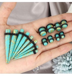 Ear Stretching Kit 18 Pieces/ 27 Pieces 14g-00g Earrings Acrylic Taper Plugs Spiral with Gold Line Piercing Kit 18pcs, turquo...