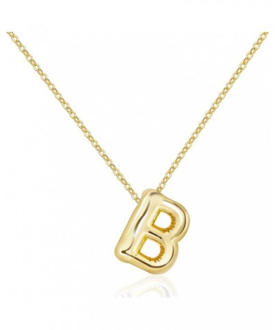 Letter Necklace Bubble Initial Pendant Necklaces for Women Girl Cute Alphabet 14K Gold Plated Design Balloon Puffy Name Perso...