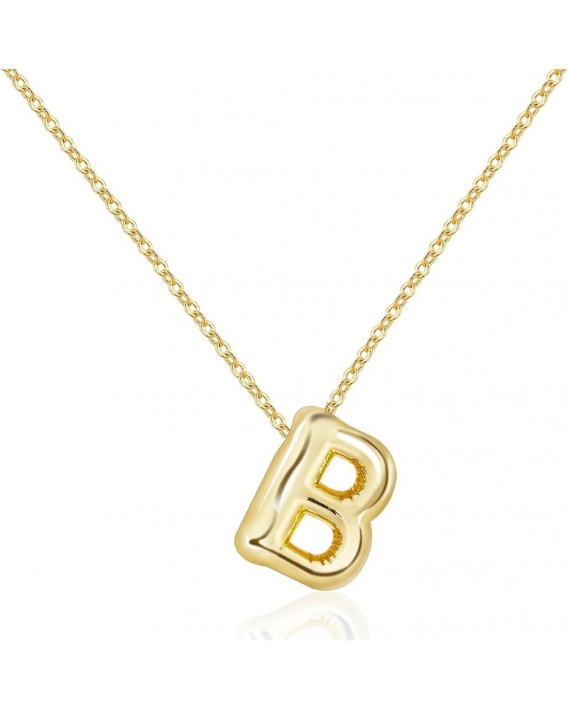 Letter Necklace Bubble Initial Pendant Necklaces for Women Girl Cute Alphabet 14K Gold Plated Design Balloon Puffy Name Perso...