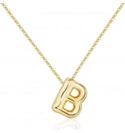 Letter Necklace Bubble Initial Pendant Necklaces for Women Girl Cute Alphabet 14K Gold Plated Design Balloon Puffy Name Perso...