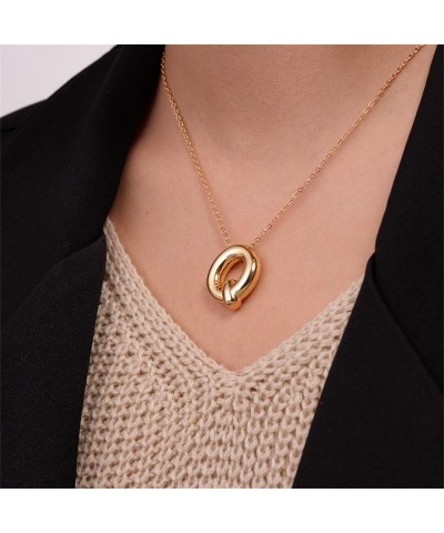 Letter Necklace Bubble Initial Pendant Necklaces for Women Girl Cute Alphabet 14K Gold Plated Design Balloon Puffy Name Perso...