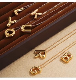 Letter Necklace Bubble Initial Pendant Necklaces for Women Girl Cute Alphabet 14K Gold Plated Design Balloon Puffy Name Perso...