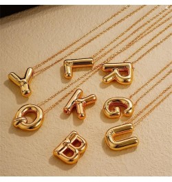 Letter Necklace Bubble Initial Pendant Necklaces for Women Girl Cute Alphabet 14K Gold Plated Design Balloon Puffy Name Perso...