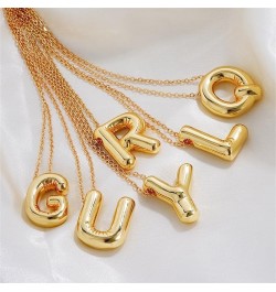 Letter Necklace Bubble Initial Pendant Necklaces for Women Girl Cute Alphabet 14K Gold Plated Design Balloon Puffy Name Perso...