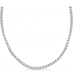 3 to 40 Carat LAB GROWN Round 14K White Gold 17 "Uniform Straight Diamond Tennis Riviera Necklace (E-F Color, SI1-SI2 Clarity...