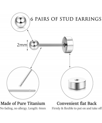 G23 Titanium stud Earrings Set for Women Hypoallergenic 20G Pure Titanium Tiny Flat Back Earrings Studs for Sensitive Ears Op...