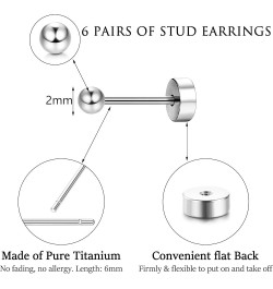 G23 Titanium stud Earrings Set for Women Hypoallergenic 20G Pure Titanium Tiny Flat Back Earrings Studs for Sensitive Ears Op...