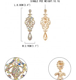 Women's Crystal Wedding Vintage Flower Pattern Hollow Drop Chandelier Earrings Iridescent Clear AB Silver-Tone $9.74 Earrings