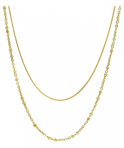 Stainless Steel Double Layers Chain Wedding Statement Cocktail Party Necklace Gold $6.62 Necklaces