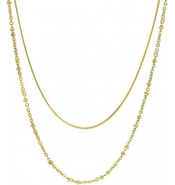 Stainless Steel Double Layers Chain Wedding Statement Cocktail Party Necklace Gold $6.62 Necklaces