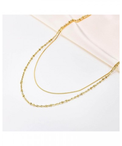 Stainless Steel Double Layers Chain Wedding Statement Cocktail Party Necklace Gold $6.62 Necklaces