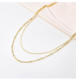 Stainless Steel Double Layers Chain Wedding Statement Cocktail Party Necklace Gold $6.62 Necklaces