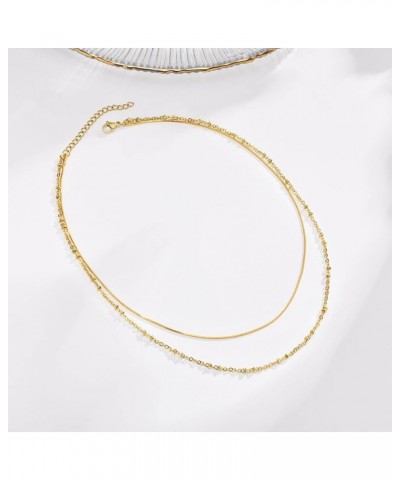 Stainless Steel Double Layers Chain Wedding Statement Cocktail Party Necklace Gold $6.62 Necklaces