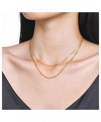 Stainless Steel Double Layers Chain Wedding Statement Cocktail Party Necklace Gold $6.62 Necklaces