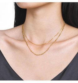 Stainless Steel Double Layers Chain Wedding Statement Cocktail Party Necklace Gold $6.62 Necklaces