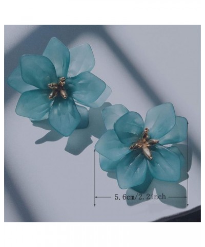 Fashion Bohemian Acrylic Large Flower Stud Earrings Matte Flower Dangle Earrings with Gold Flower Bud for Women Girls Mom Lov...